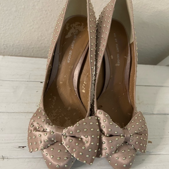 Kurt Geiger Bronze Studded Heels with Bow - Picture 2 of 8